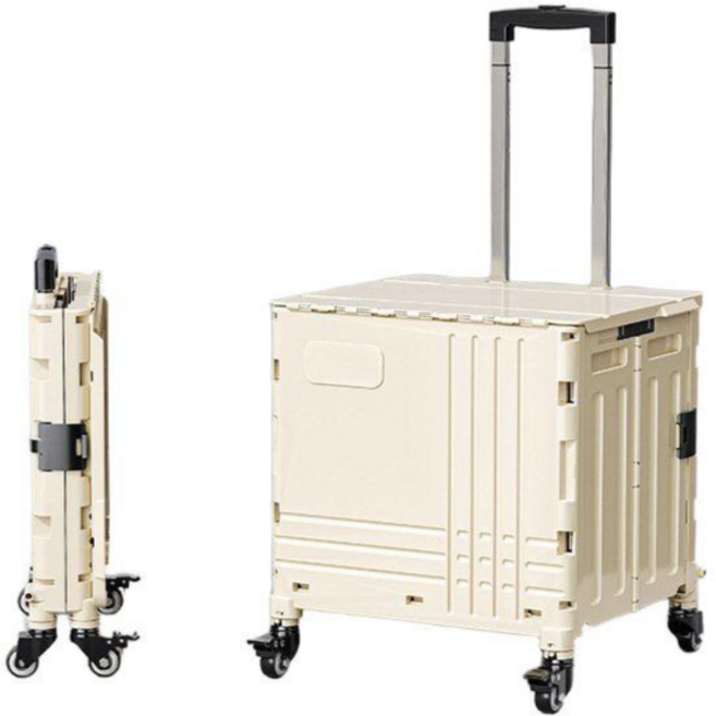 JS 아웃도어 캐리어 핸드카트 접이식 쇼핑카트, 노란색, 1개