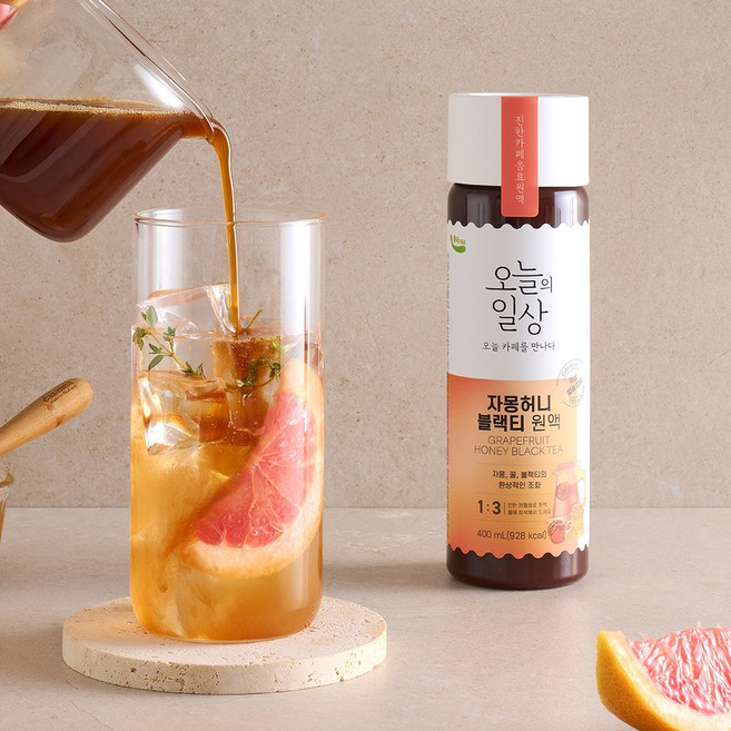[업체발송] 흥국에프앤비 오늘의일상 자몽허니블랙티 원액 400ml 3개세트, 단품