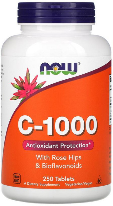 Nowfoods 나우푸드 C1000 로즈힙 바이오플라보노이드 250정 비타민C 비타민씨 아스코르브산 아스코르빈산 고약사 약들약, 1개