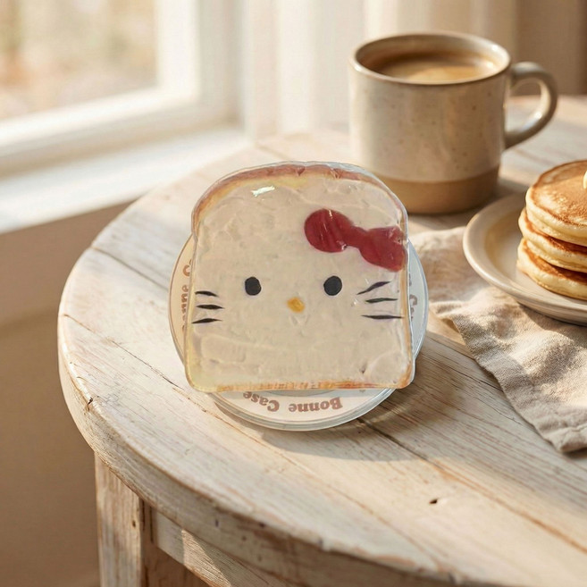 에이씨엠 헬로키티 산리오 리락쿠마 맥세이프 그립톡 스마트톡 거치대 갤럭시 아이폰, 1개, 키티 토스트톡