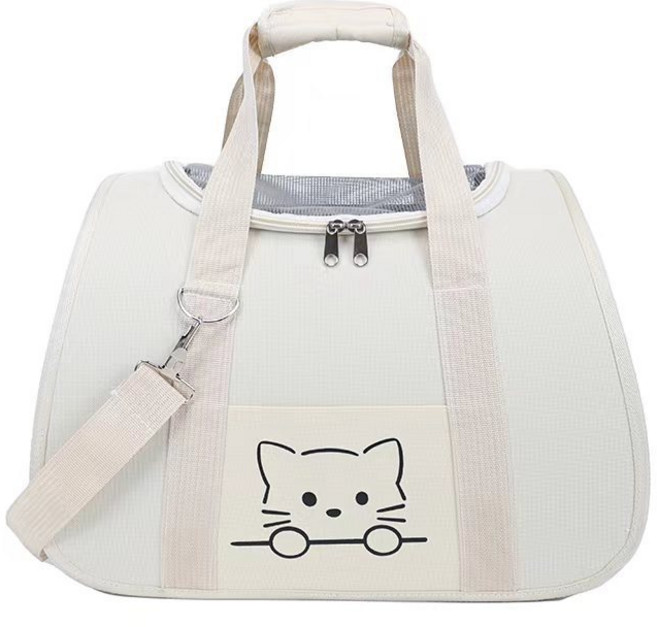 심플 감성 고양이 강아지 이동장 기내용 숄더백 애견 외출 캐리어, 웜베이지, 1개