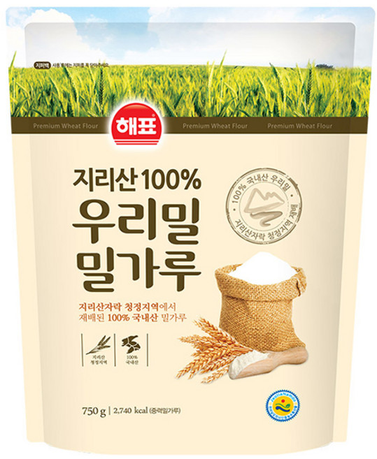 해표 지리산 100% 우리밀 밀가루, 750g, 1개