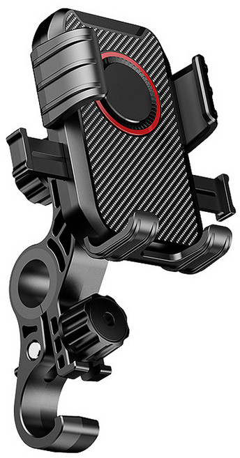 노르픽 원터치 튼튼한 초강력고정 자전거 오토바이 핸드폰거치대, 블랙, 1개