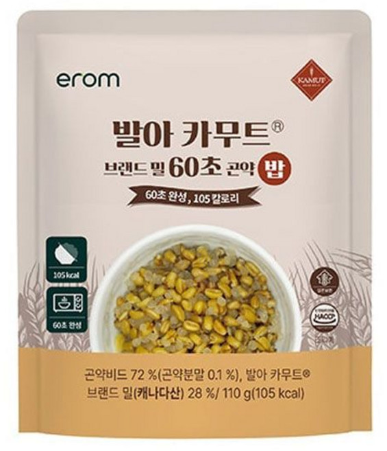 발아 카무트 브랜드 밀 60초 곤약밥, 없음, 6개, 110g