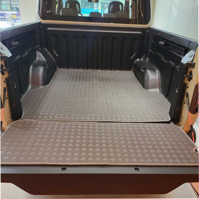 아우라 그리드 KGM Q300 무쏘 무쏘롱데크 캠핑 차박 무쏘EV전기차 무쏘스포츠 렉스턴스포츠 무쏘스포츠칸 적재함 타스만 적재함 트렁크 매트, 블랙, 타스만 도어매트까지