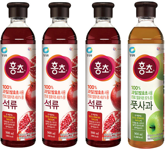 청정원 홍초 석류3+풋사과1, 1세트, 3.6L