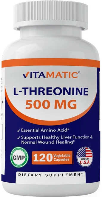 미국 비타메틱 Vitamatic L-Threonine L-트레오닌 500mg 캡슐, 120정, 4개 - 쿠팡