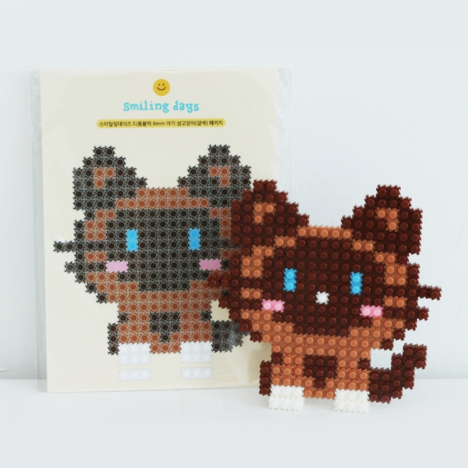 귀염뽀짝 강아지 고양이 디폼블럭 8mm 만들기 키트, 1개, 브라운샴고양이