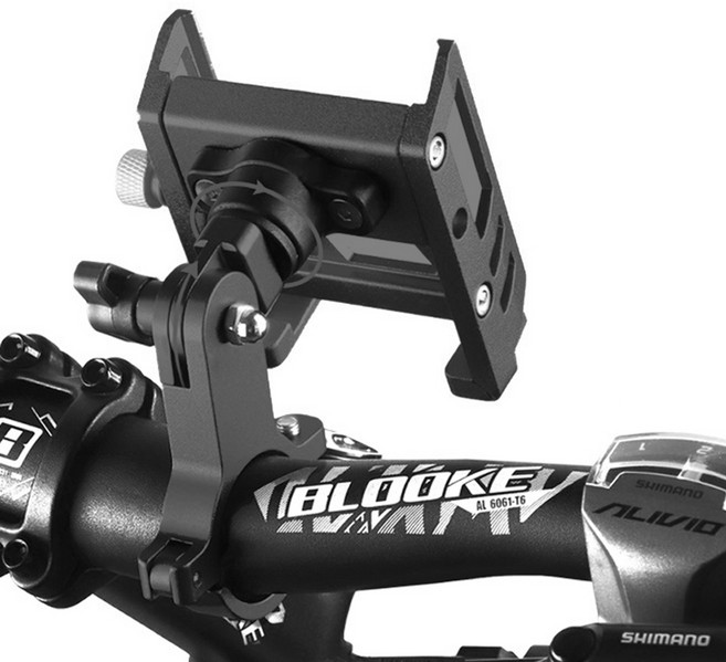 자전거 휴대폰 거치대 오토바이 핸드폰 핸들 거치 MTB 알루미늄 메탈, 블랙, 1개