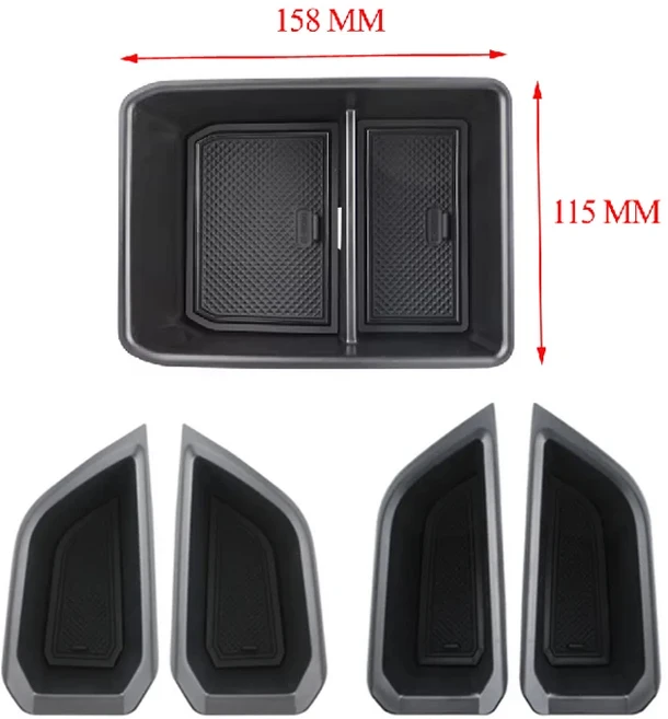 호환 아우디 Q4 E-트론 -2025용 ABS 암레스트 수납함 도어 트레이 차량 콘솔 정리함 인테리어, 03 5 pcs