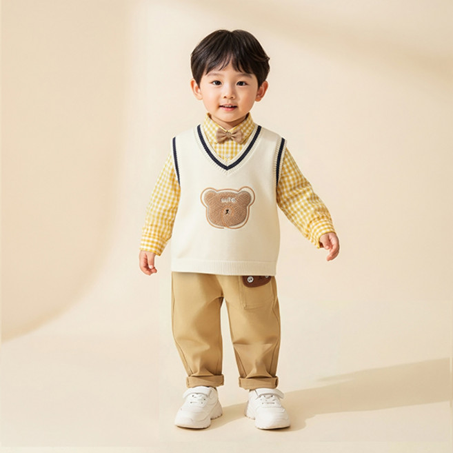 몽실이 베어니트조끼 3pcs 상하복세트