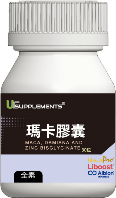 UrSUPPLEMENTS 瑪卡透納葉螯合鋅複合膠囊 (macapro Liboost Albion), 1個, 30份