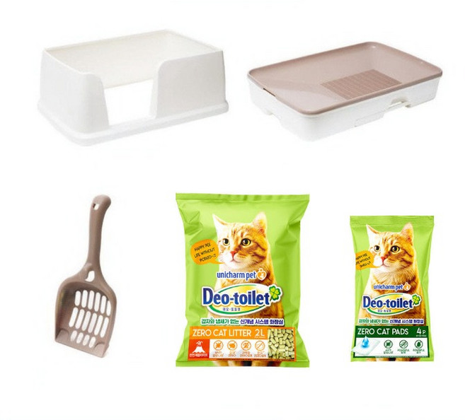 LG유니참 데오토일렛 고양이 화장실 특대형 와이드 모래패드 1개월분, 와이드형(모래+패드1개월분), 모래＋패드1개월분