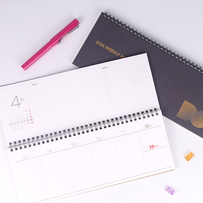 [무딘취향] 위클리플래너 주간스케줄러 - 가로형(날짜형), 1개, 다크그레이