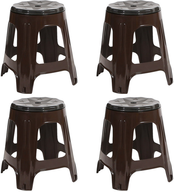 지오리빙 야외용 플라스틱 회전의자 4개 세트 간이 야외 포장마차 편의점, 브라운