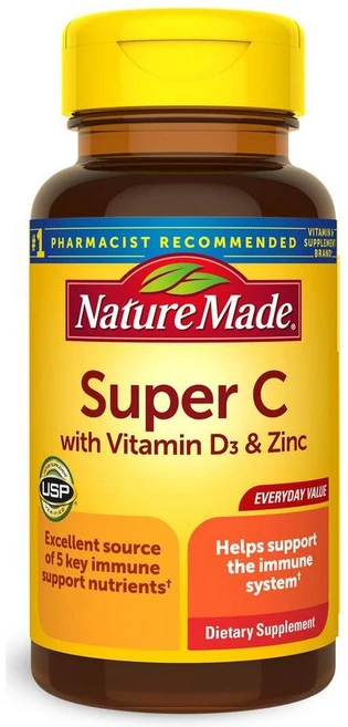 네이처 메이드 슈퍼 비타민C 900mg D3 아연 함유 Nature Made Super C with Vitamin D3 & Zinc Tablets, 1개, 70정 - 쿠팡