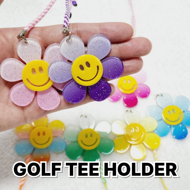 스마일 플라워 골프 티걸이 5종 세트 골프악세사리 라운딩 필수템, 5개, 혼합