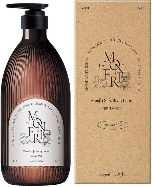 먼프리 대용량 황금 쿠푸아수씨 버터 고보습 유기농 오일 8종 바디로션 아몬드밀크향, 1개, 1.059L - 쿠팡