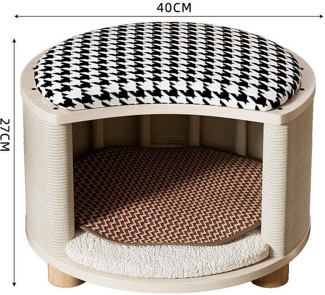 猫咪睡袋冬季保暖防寒猫窝封闭式安全感大号被窝睡眠隧道猫床拖鞋, 1개, 업그레이드 사계절 흑백 체크
