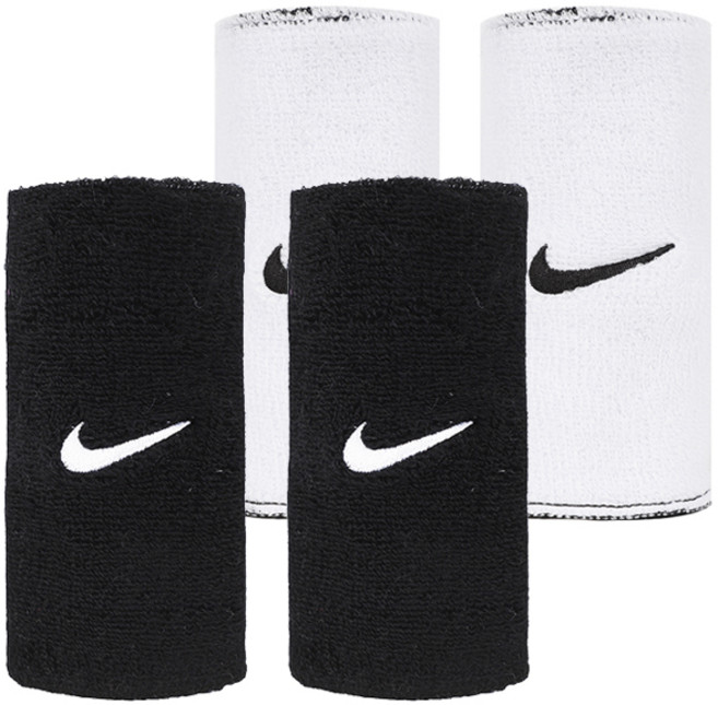 나이키 로고 클래식 넓은 손목 보호 양면 리버시블 리스트 밴드 아대, 1세트, 블랙화이트(리버시블)