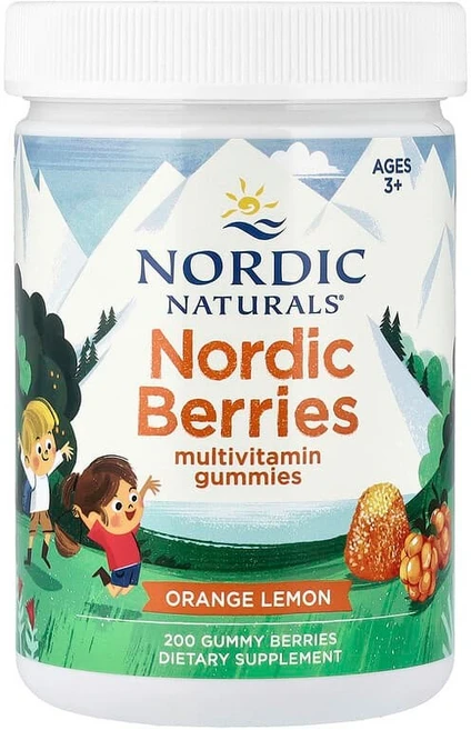 Nordic Naturals Nordic Beries 종합비타민 구미젤리 만 3세 이상 오렌지 레몬 구미젤리 베리 200개 NOR-30124, 200 개, 1개 - 쿠팡