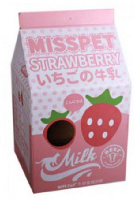 미스펫 고양이 우유하우스 스크래처 박스, 핑크딸기, 1개