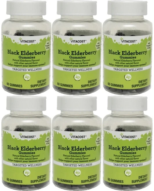 비타코스트 블랙 엘더베리 비타민 C 아연 구미 젤리, 6개, 60정 - 쿠팡