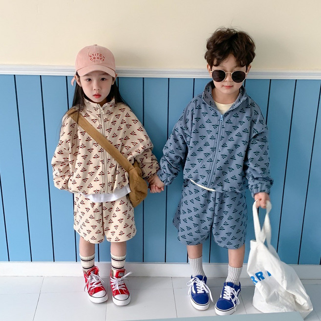 하와즈 하이넥 형제 커플 집업 긴팔 반바지 상하복