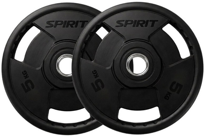 SPIRIT 三孔環保PU槓片 2.5KG-10KG – 環保材質、舒適握感、多種重量選擇，滿足您的健身需求, 單色, 1套, 5kg