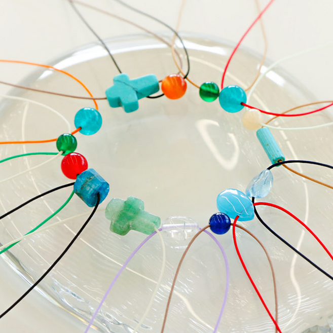 핸드메이드 천연석 원석 펜던트 실목걸이 DIY 만들기, 1개, [4.레드제이드(그린라인)]