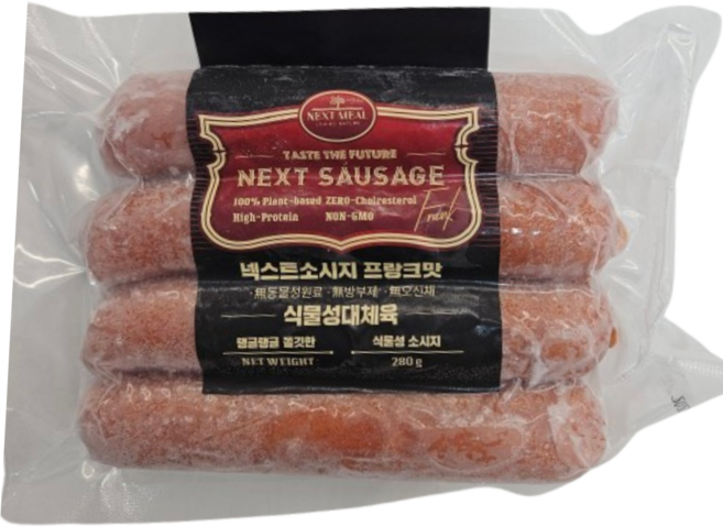 넥스트밀 비건소시지 프랑크맛 식물성대체육 콩소시지 비건식품 콩단백질 콩고기, 3개, 280g