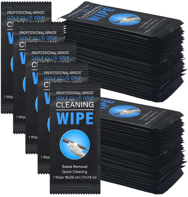 Hahafelt 골프 그립 물티슈 50팩 클리너 때 먼지 및 땀 제거 골프 클럽 그립의 점착성 복원, Hahafelt 골프 그립 물티슈 50팩 클리너 때 먼