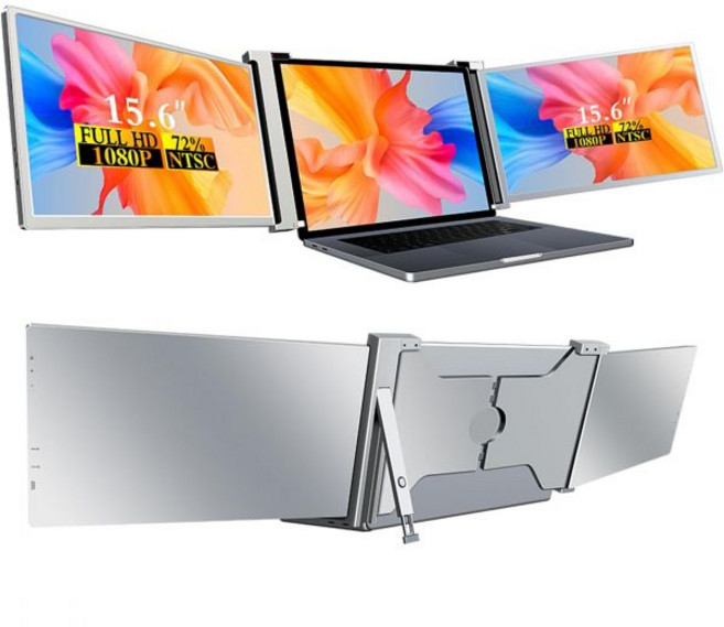 VILVA 빌바 포터블 모니터 for 노트북 - 156인치 1080P FHD IPS 디스플레이 USB-C HDMI 휴대용 노트북용 커버 및 스피커 포함 외부 노트북PCMac폰X, 15.6'' Dual Monitor