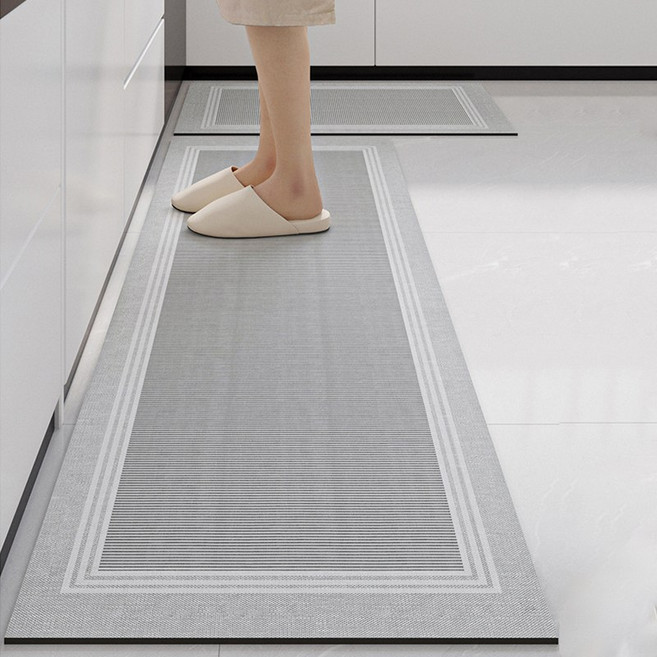 가남 규조토 주방매트+발매트 2개세트 3.5mm 논슬립 소프트, 회색C