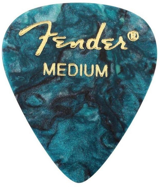 Fender 프리미엄 셀룰로이드 기타 피크 351 모양 전복 얇음 12팩, 미디엄, 12개, 오션 터퀴즈