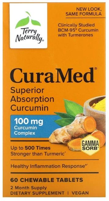 TerryNaturally 테리내추럴리 CuraMed 흡수율뛰어난 커큐민 100mg 60정, 1개 - 쿠팡
