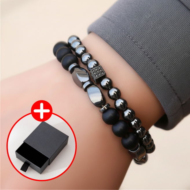 루닌 액막이 행운 건강 흑요석 염주 팔찌