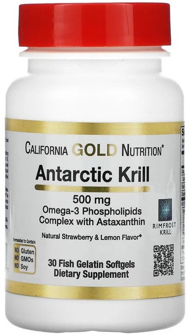 CGN 캘리포니아골드뉴트리션 남극 크릴 오일 500mg 30 정 아스타잔틴 오메가3 DHA EPA 도코사헥사엔산 에이코사펜타엔산 RIMFROST, 30정, 1개 - 쿠팡