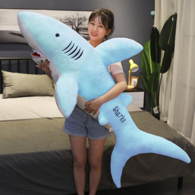 대형상어인형 잘때안고자는 대왕 큰인형 샤크 애착 봉제 모찌 등받이 동물 인형 상어 가족, 스카이블루, 1.3m