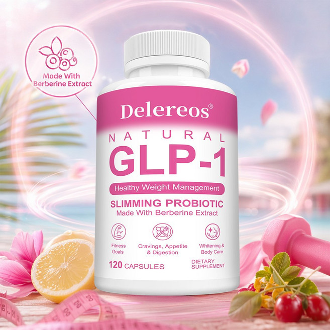 GLP-1 프로바이오틱스 보충제 - 체중 및 피트니스 목표 - 식욕억제 소화촉진 - 베르베린 강황 프로바이오틱스 - Non-GMO 글루텐 프리 유제품 프리, 1개, 60정