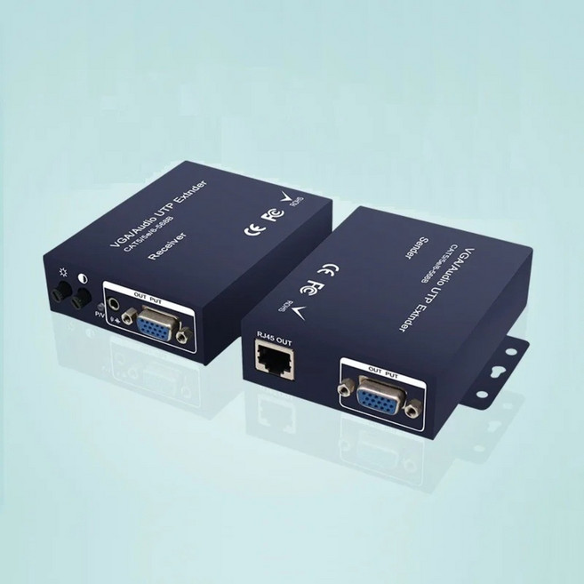 300M 1080P VGA UTP 익스텐더 VGA 루프 포함 모니터 프로젝터 hdtv Cat5e 6 RJ45 이더넷 케이블 컨버터 출력, 기본, 100M VGA 확장기, 1개
