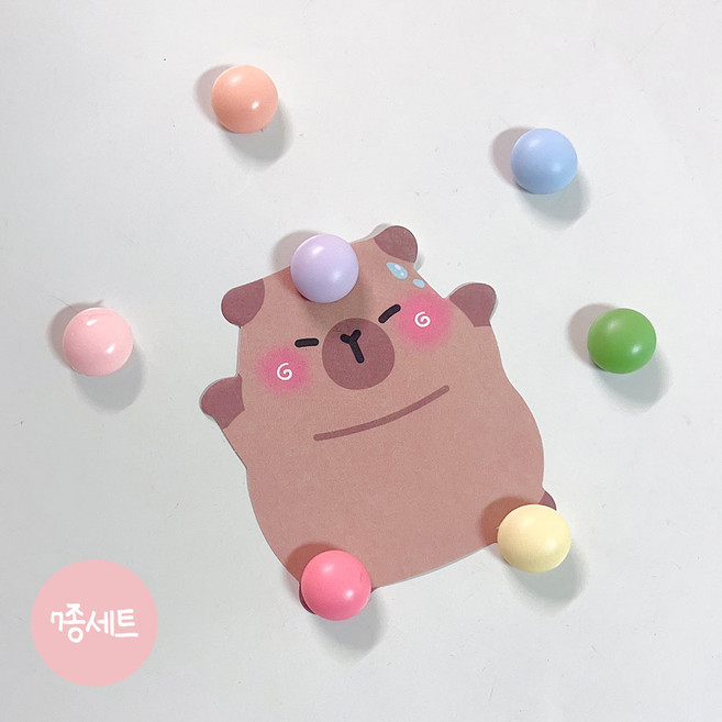 굿데이몰 냉장고 자석 마그네틱 마그넷 소스자석 곰돌이자석 베이커리자석 조약돌 감성 인테리어 소품, 04.파스텔 원형자석 7종1세트