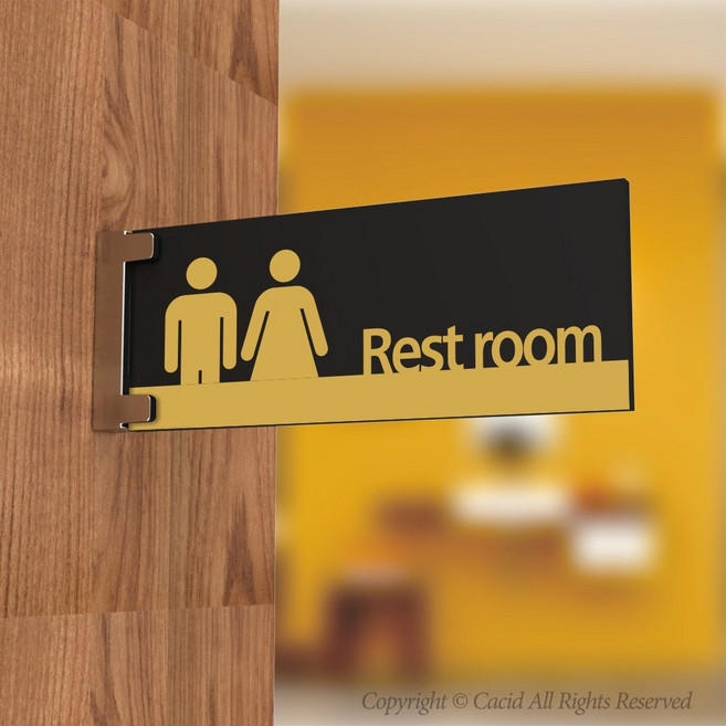 세경케이알 PTRF002 화장실돌출간판 돌출표지판 화장실복도표지판 화장실양면간판 표시판 표찰, 1개, 250X100mm