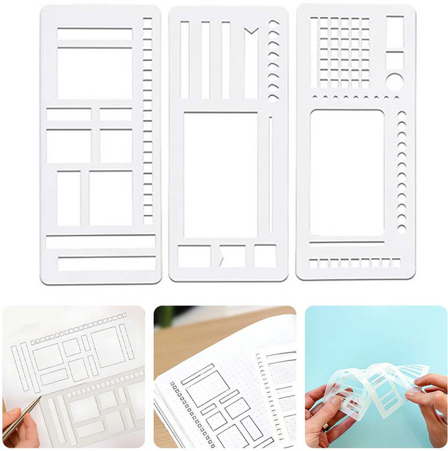 루베이 DIY 만능 서식 템플릿 빠른 그리기 향상 작업 능률 기획서/노트/핸드메이드 용, C, 3개