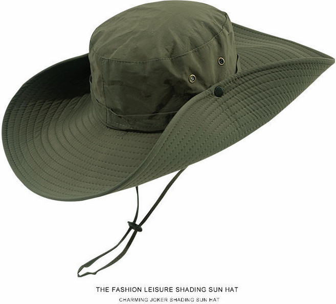 登山帽女 大帽檐防曬帽 戶外防紫外線漁夫帽, 戶外防曬帽-（潮酷軍綠）,【超大帽檐】 防曬 防紫外線