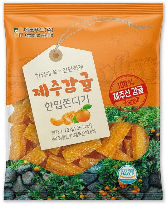 에코 제주감귤 한입쫀디기, 70g, 1개