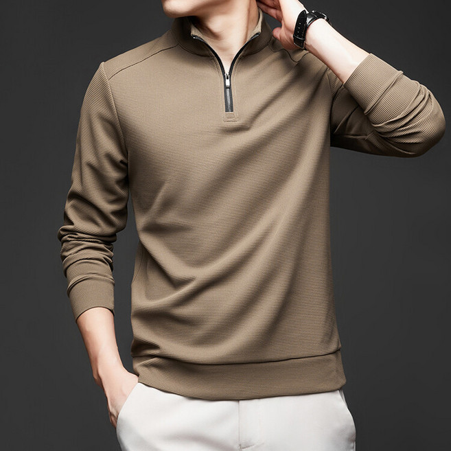 휠렉스 남성 봄 긴팔 하이넥 반집업 티셔츠 Y1343