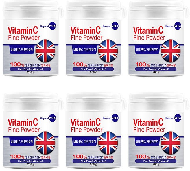 비욘드비타 영국산 비타민C 파인파우더 DSM, 200g, 6개