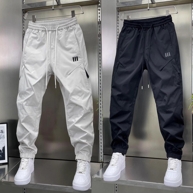 남성 가벼운 조거팬츠 여름 루즈핏 밴딩 속건 통기성 스포츠 데일리 팬츠