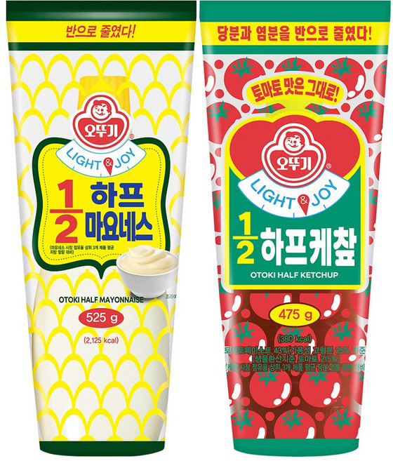 오뚜기 Light&Joy 12하프 마요네스 525g 2개+케찹 475g 2개, 1세트, 2kg